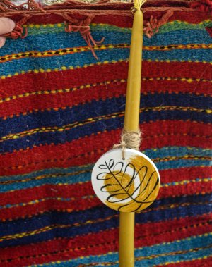 Beeswax Easter Candle| Large Hand-Painted Flower Charm