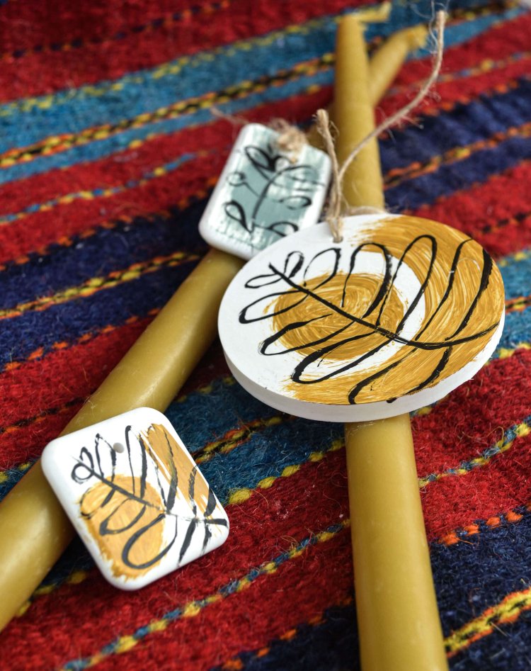 Beeswax Easter Candle| Large Hand-Painted Flower Charm