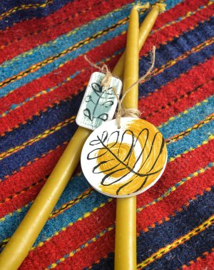 Beeswax Easter Candle| Large Hand-Painted Flower Charm