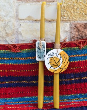 Beeswax Easter Candle| Medium Hand-Painted Flower Charm