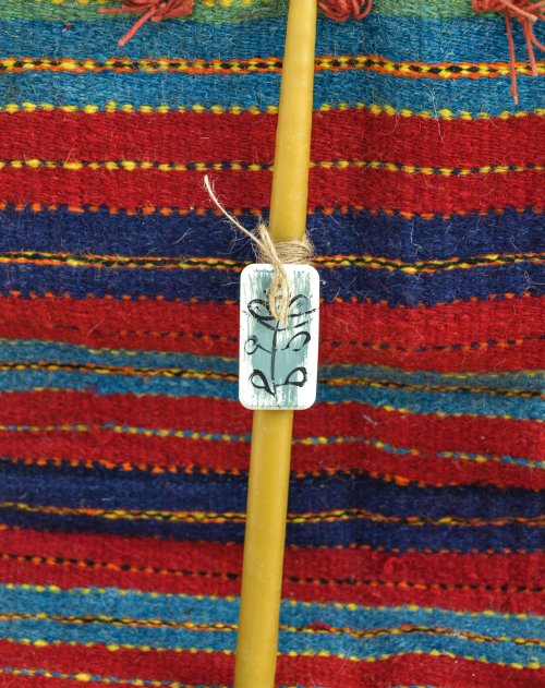 Beeswax Easter Candle| Medium Hand-Painted Flower Charm