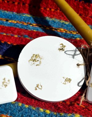 Beeswax Easter Candle| Small Gold Leaf Charm