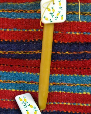 Beeswax Easter Candle| Medium Hand-Painted Citrus Charm