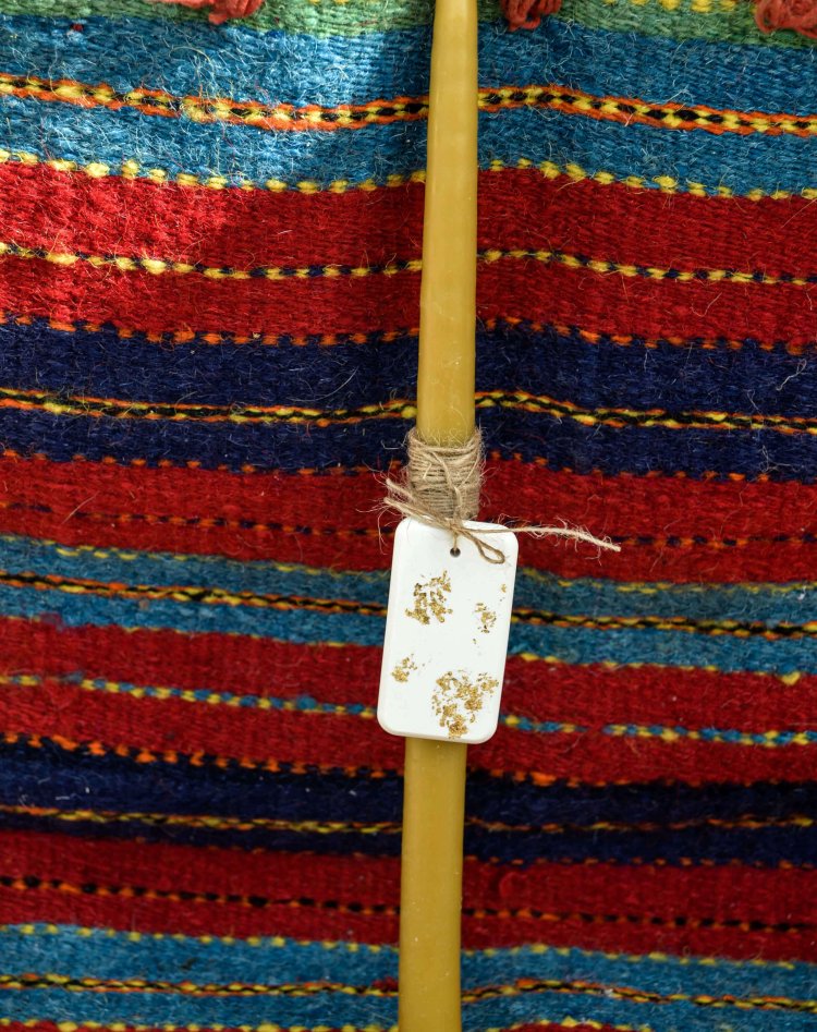 Beeswax Easter Candle| Medium Hand-Painted Citrus Charm