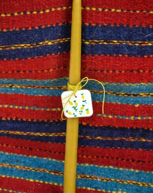 Beeswax Easter Candle| Small Hand-Painted Citrus Charm