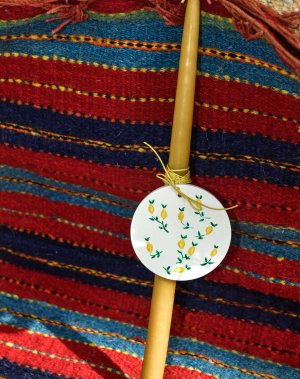 Beeswax Easter Candle| Large Hand-Painted Citrus Charm