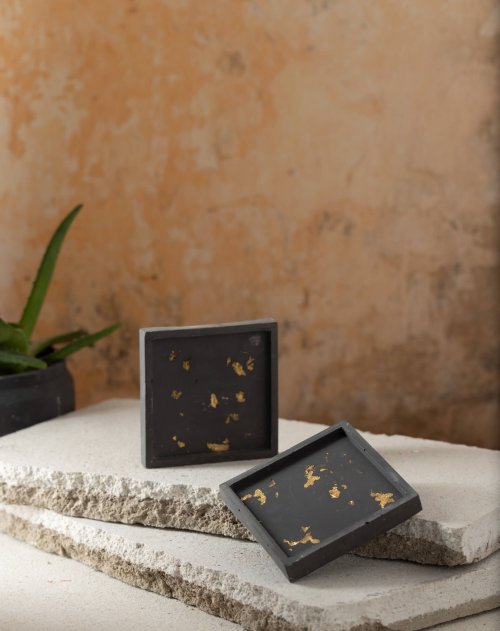 Framed Coasters – Golden Leaves set 2 τμχ